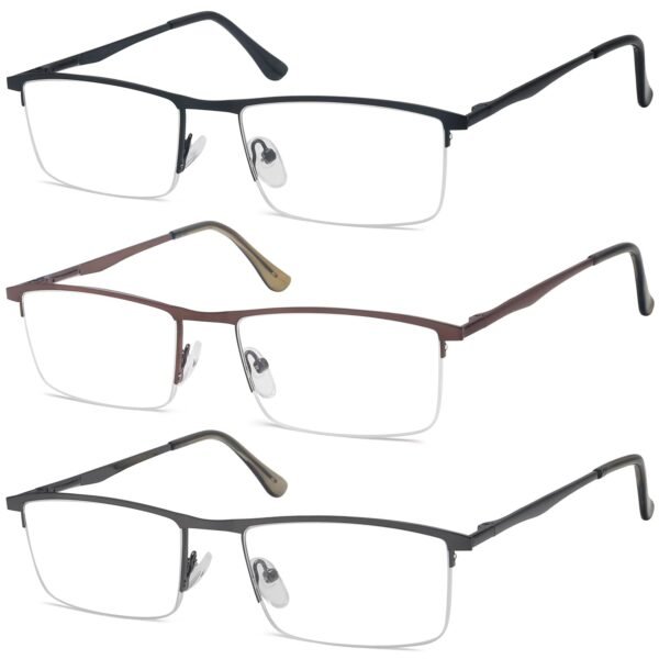 Eyekepper 3 Stueck Klassische Halbrand Lesebrille mit Federscharnier Metall Lesehilfe für Herren +0.50