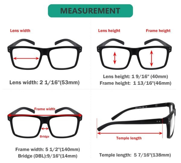 Eyekepper Lesebrillen 5er Pack mit großen quadratischen Gläsern und Federscharnieren für Damen und Herren