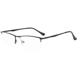 Eyekepper Quality Half Rim Metal Reading Glasses Spring Hinge Reading Aid in Black +0.50
