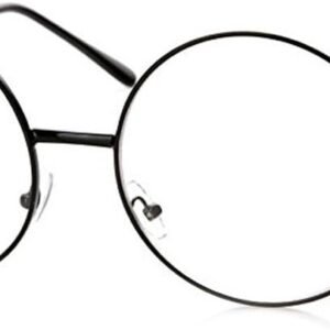 Unisex Silver and Black Beatles Retro Sixties Style Round Metal Glasses -