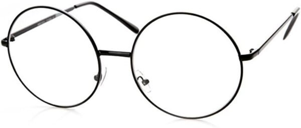 Unisex Silver and Black Beatles Retro Sixties Style Round Metal Glasses -
