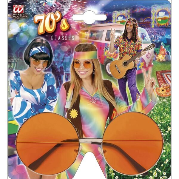 Widmann Milano 70er Jahre Hippiebrille Orange Perfekt für Karneval und Mottopartys